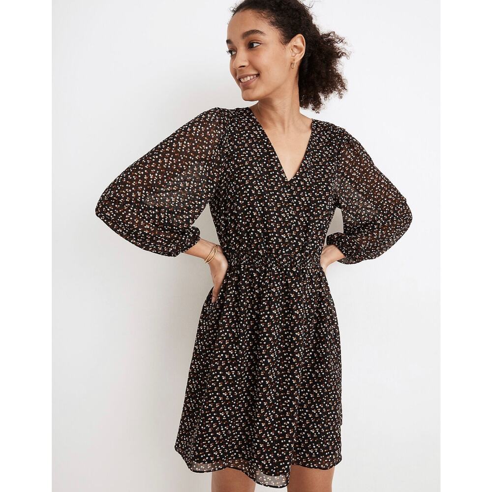 New Madewell (Re)sourced Georgette Button-Front Mini Dress Women's Size L